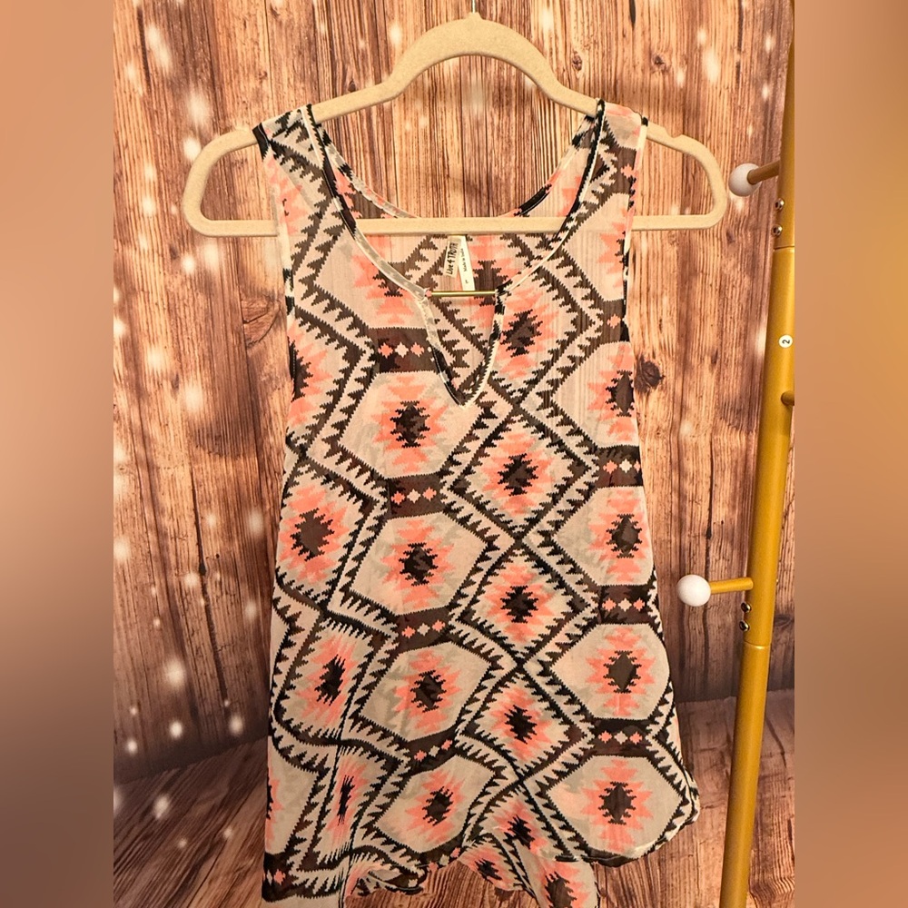 Cute Aztec sheer Racer Back Top - Picture 1 of 5